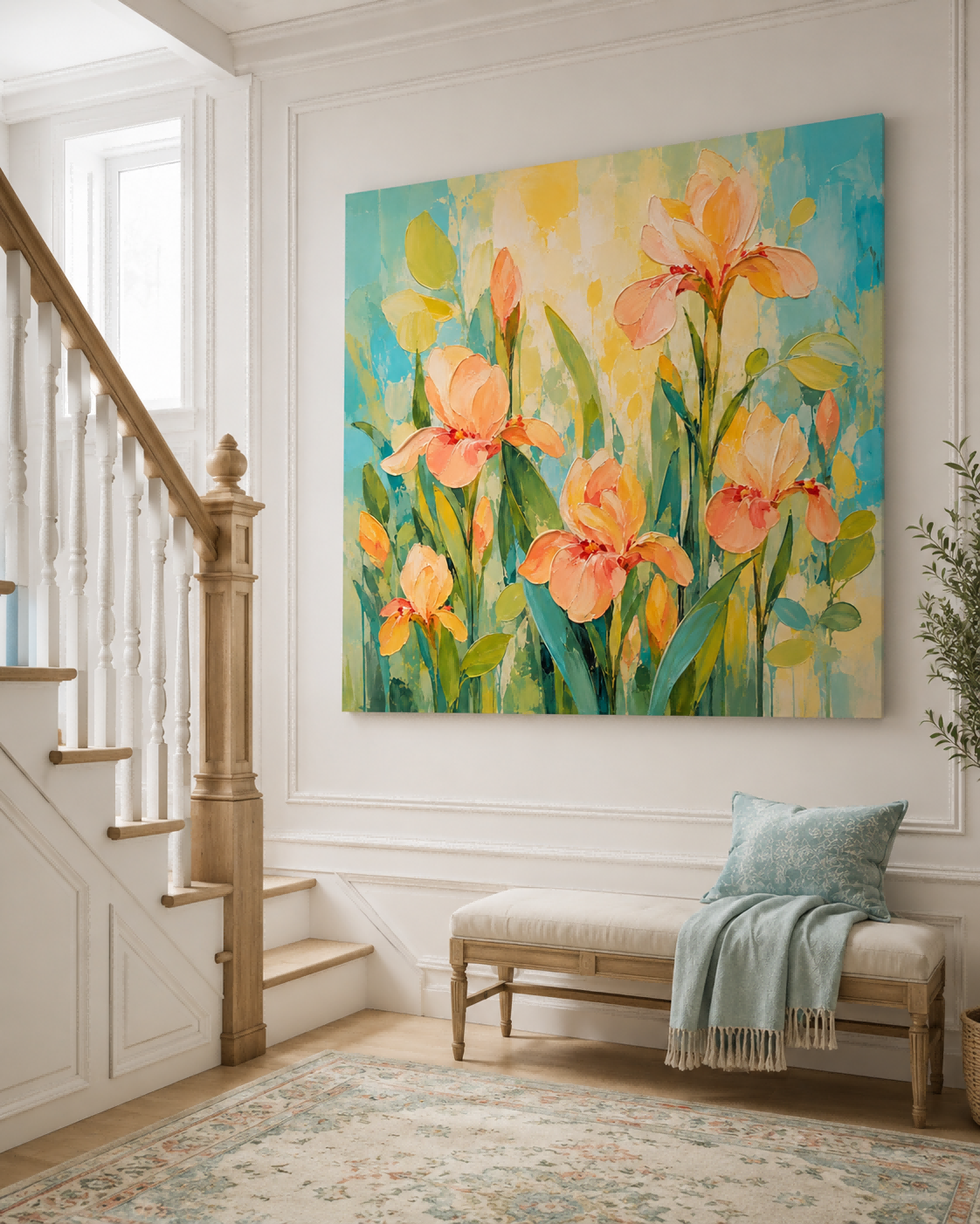 Impasto Abstract Flower Painting Bright Colorful Canvas Art Collection