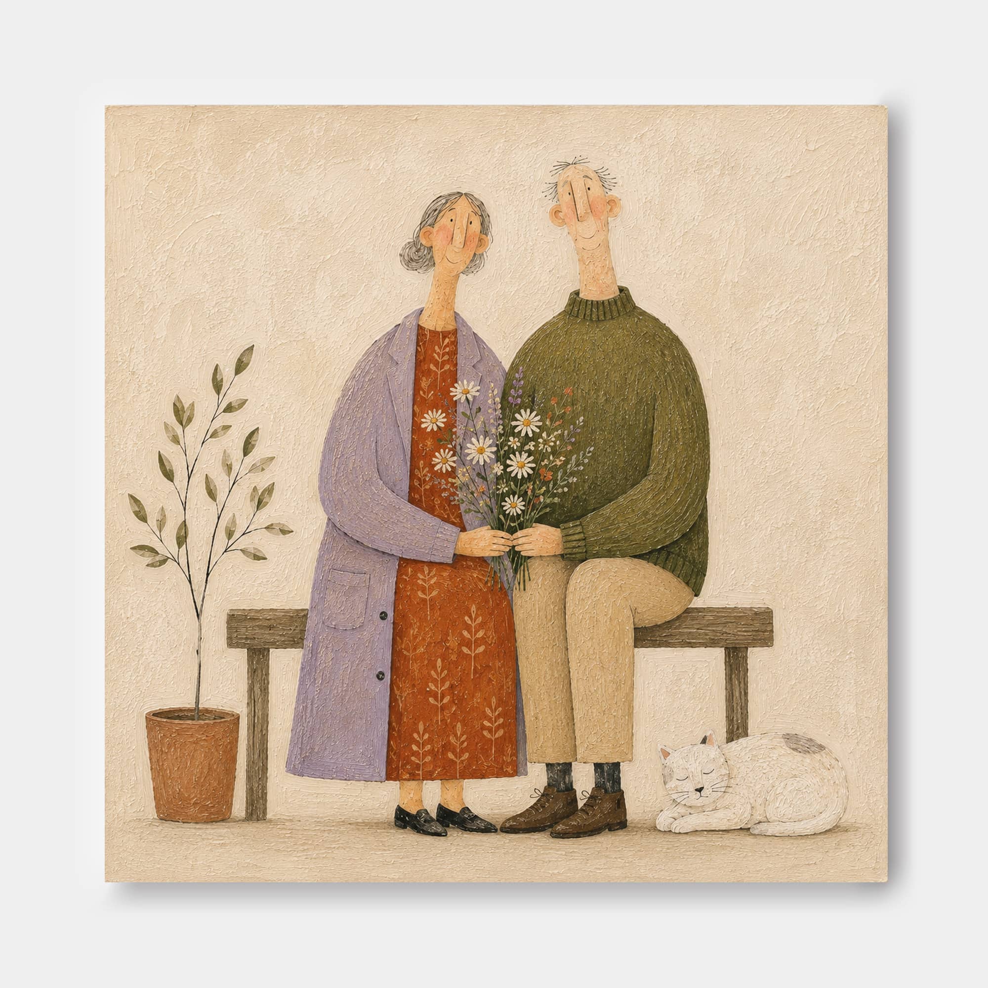 Vintage Style Canvas Art Of Romantic Senior Portrait Ideal For Anniversary Gift