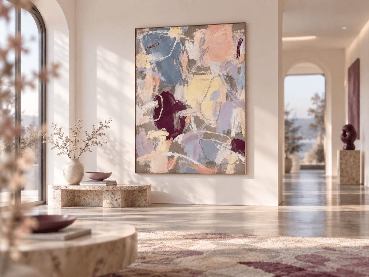 Scandinavian Abstract Art With Healing Pastel Colors And Texture