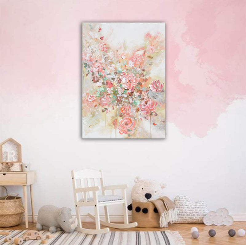 Abstract Pink Flower oil Painting On Canvas Original Wall Art Modern Painting Home Decor