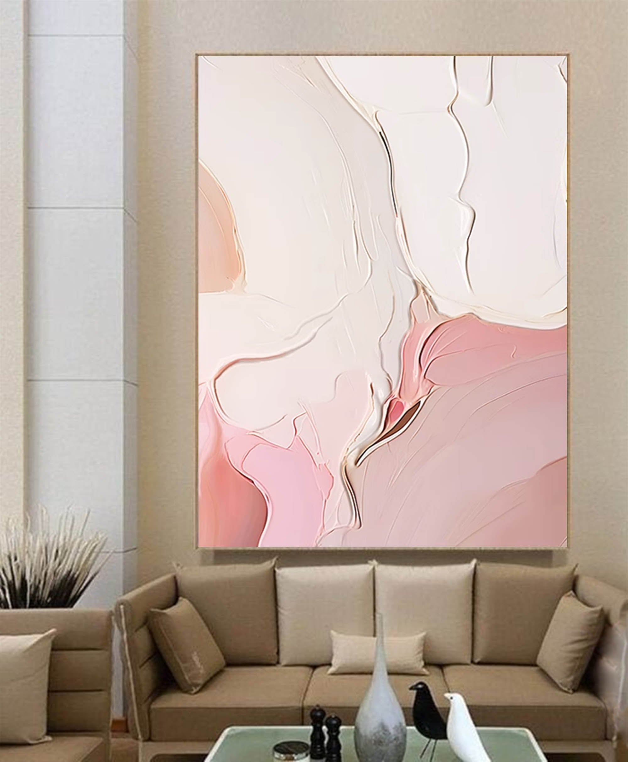 Pink Modern Texture Oil Painting On Canvas Original Abstract Wall Art Large Texture Oil Painting Home Decor