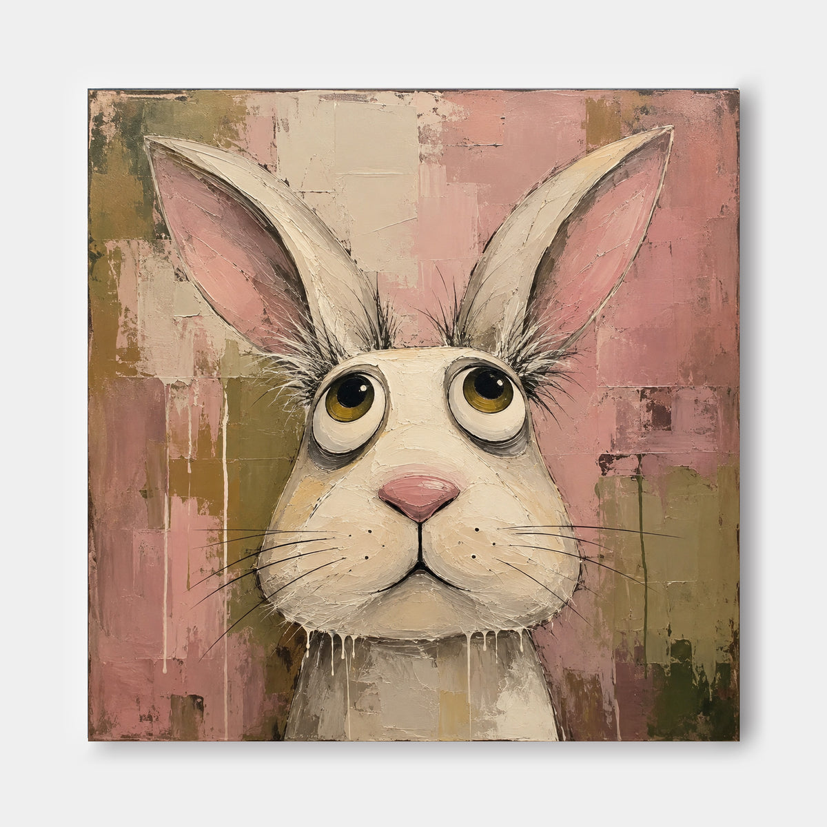 Abstract Pop Art Rabbit Painting Textured Modern Humor Wall Decor