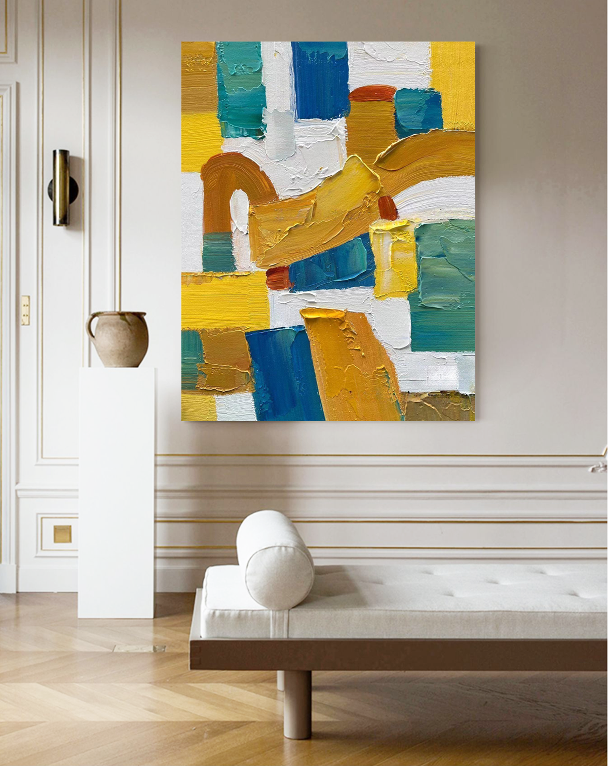 Abstract Geometric Wall Art  Large Original Acrylic Painting On Canvas Living Room