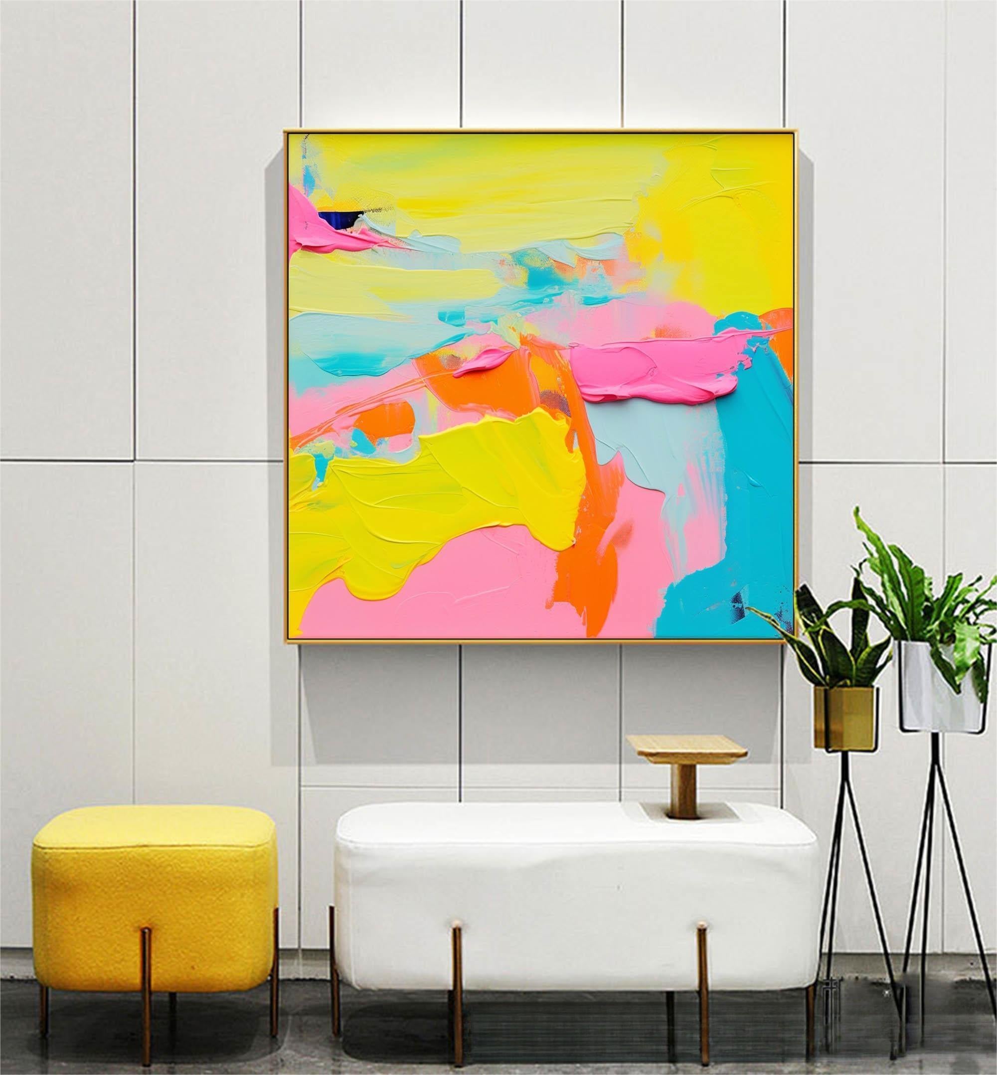 Vibrant Colorful Abstract Oil Painting On Canvas Modern Wall Art Large Original Color Acrylic Painting Home Decor