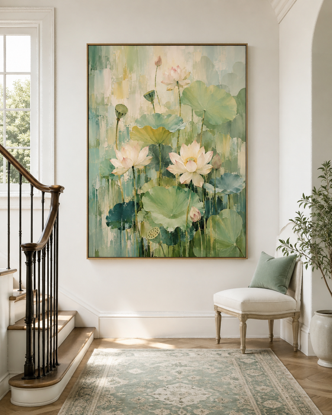Impasto Abstract Lotus Art Trendy Luxury Wall Decor Handmade Canvas Painting