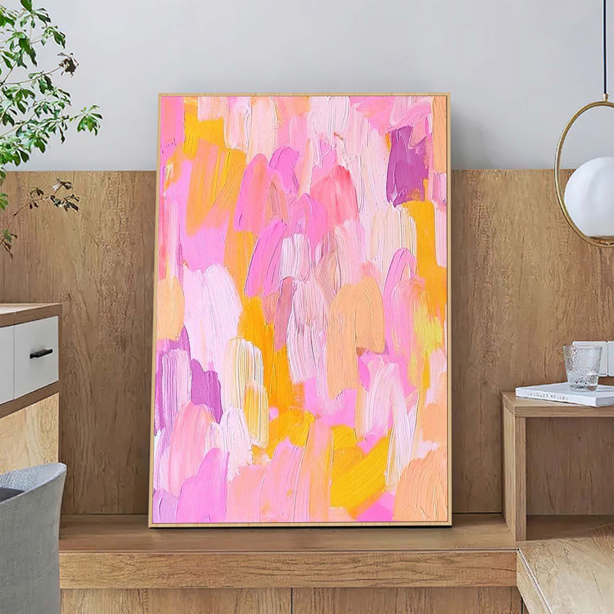 Bright Pink Abstract Oil Painting On Canvas Modern Texture Wall Art Large Colorful Original Knife Painting Home Decor