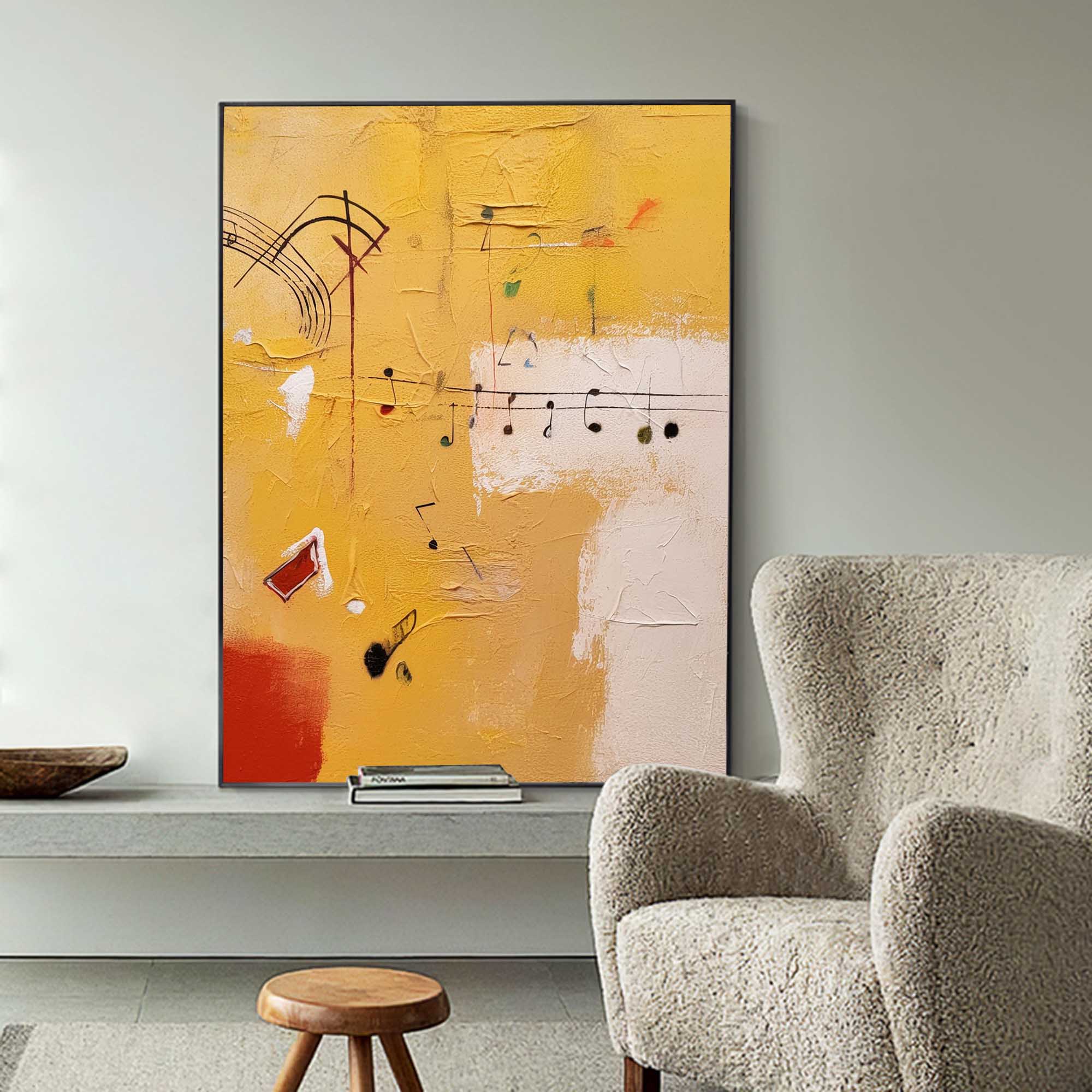 Large Modern Abstract Wall Art Original Oil Painting Canvas warm Yellow Oil Painting for Home Decor