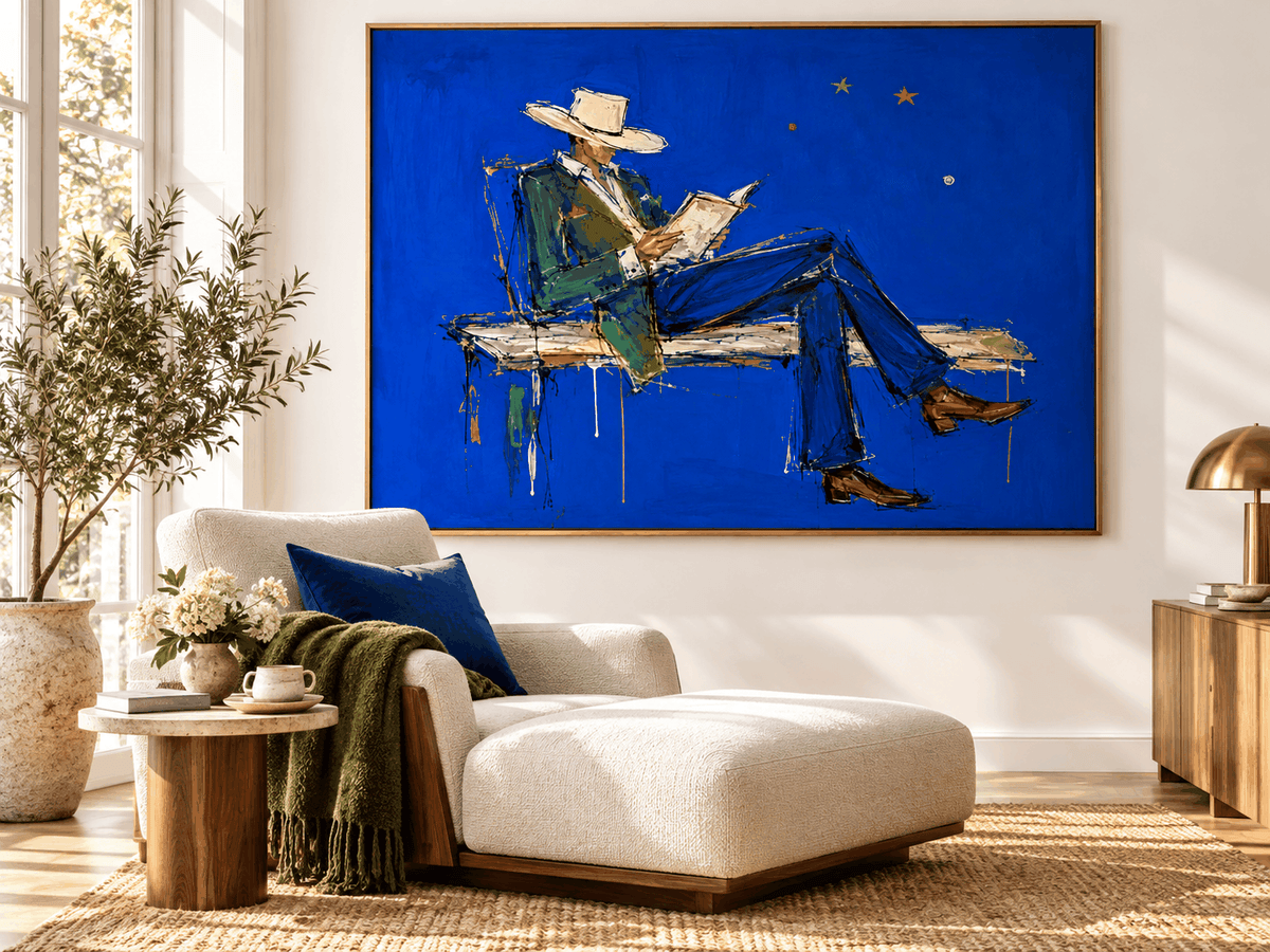 Vintage Modern Textured Painting With Bold Color Contrast