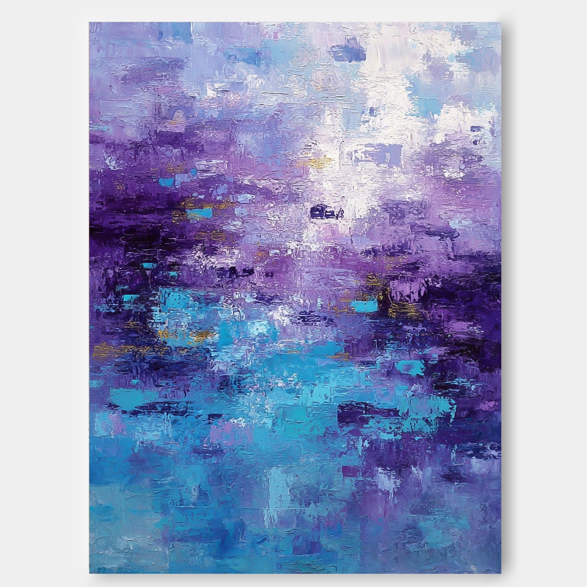 Large Abstract Purple Blue Painting With Textured Brushstrokes For Modern Home Decor