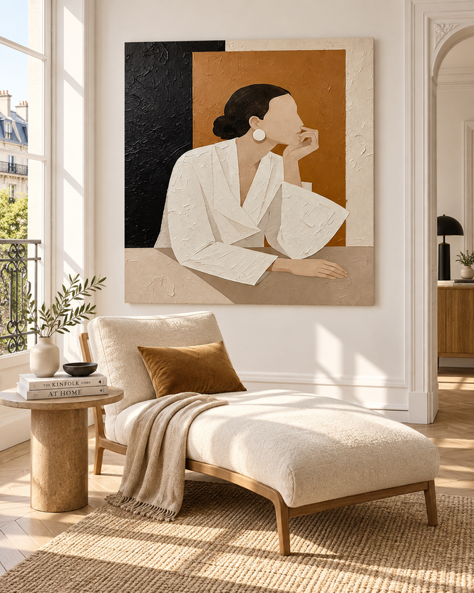 Minimalist Textured Portrait Art Modern Urban Chic Canvas Print