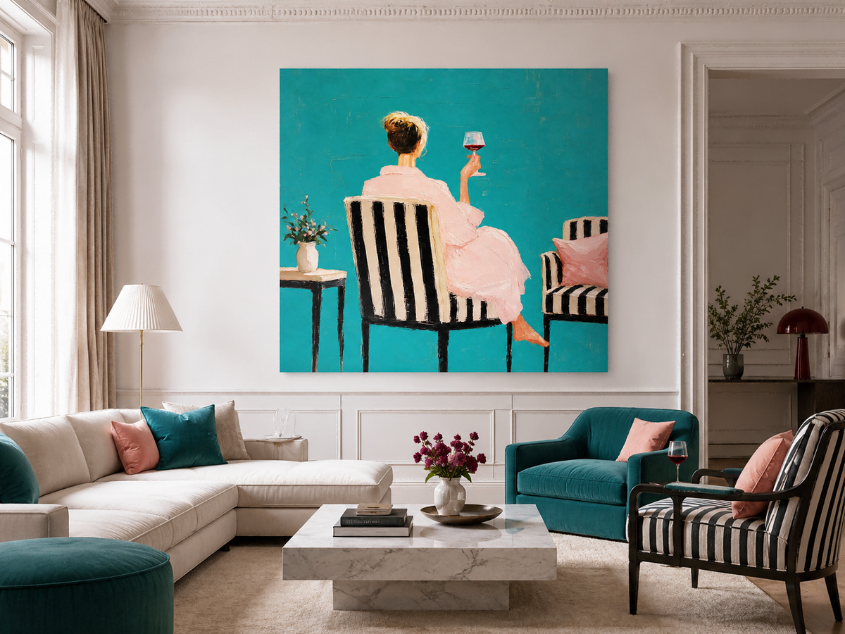 Impressionist Style Canvas Painting With Impasto Technique And Bright Colors