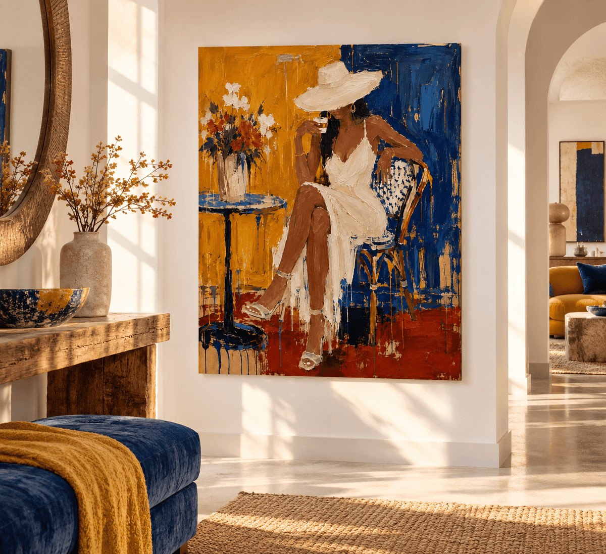 Modern Textured Art Minimalist Fashion Illustration Original Canvas For Chic Interiors