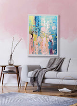 Large Abstract Painting Colorful Painting On Canvas Original Pink Painting Blue Painting Bright Wall Art Modern Wall Island Decor Ideas