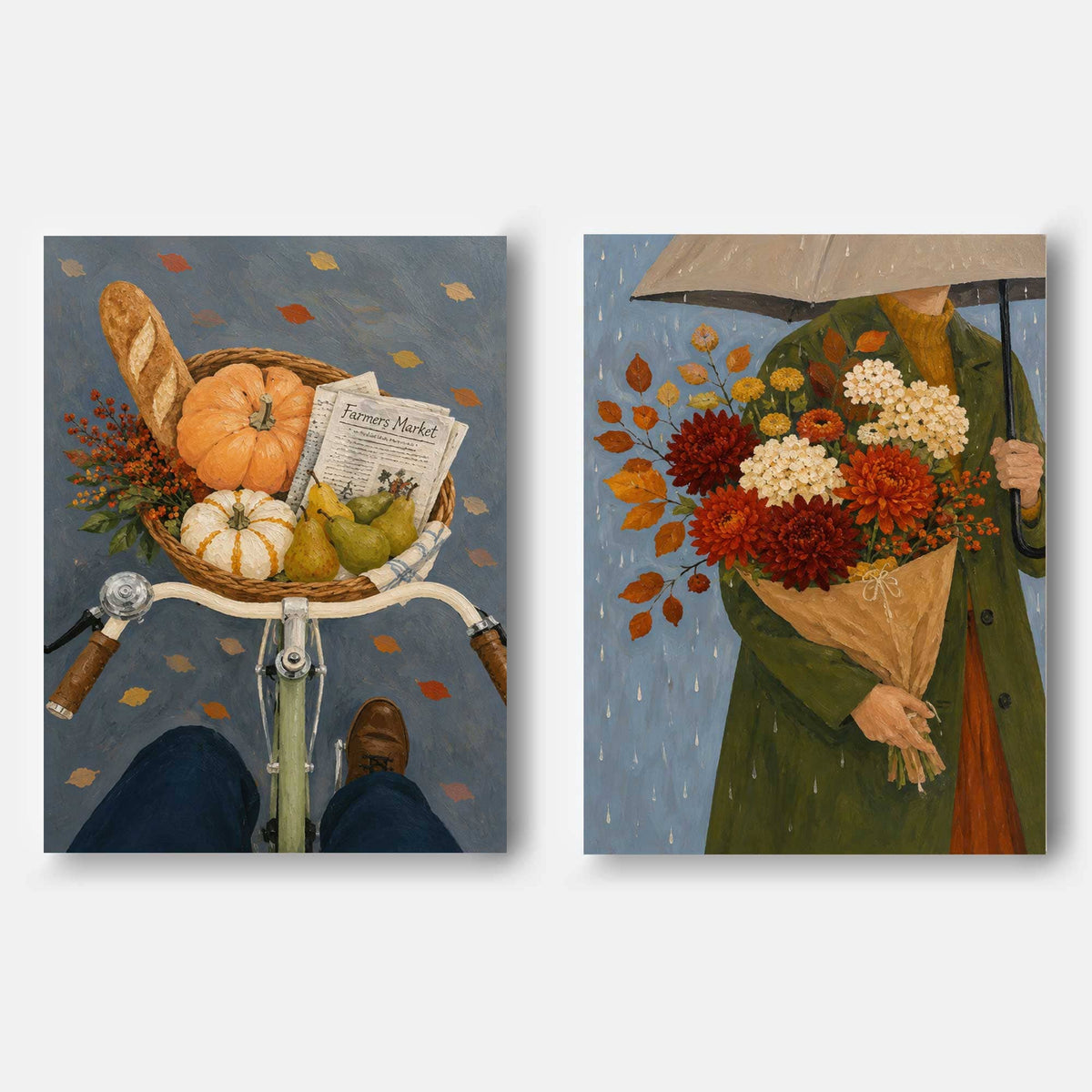 Romantic Textured Oil Painting Set With Fall Colors And Vintage Charm