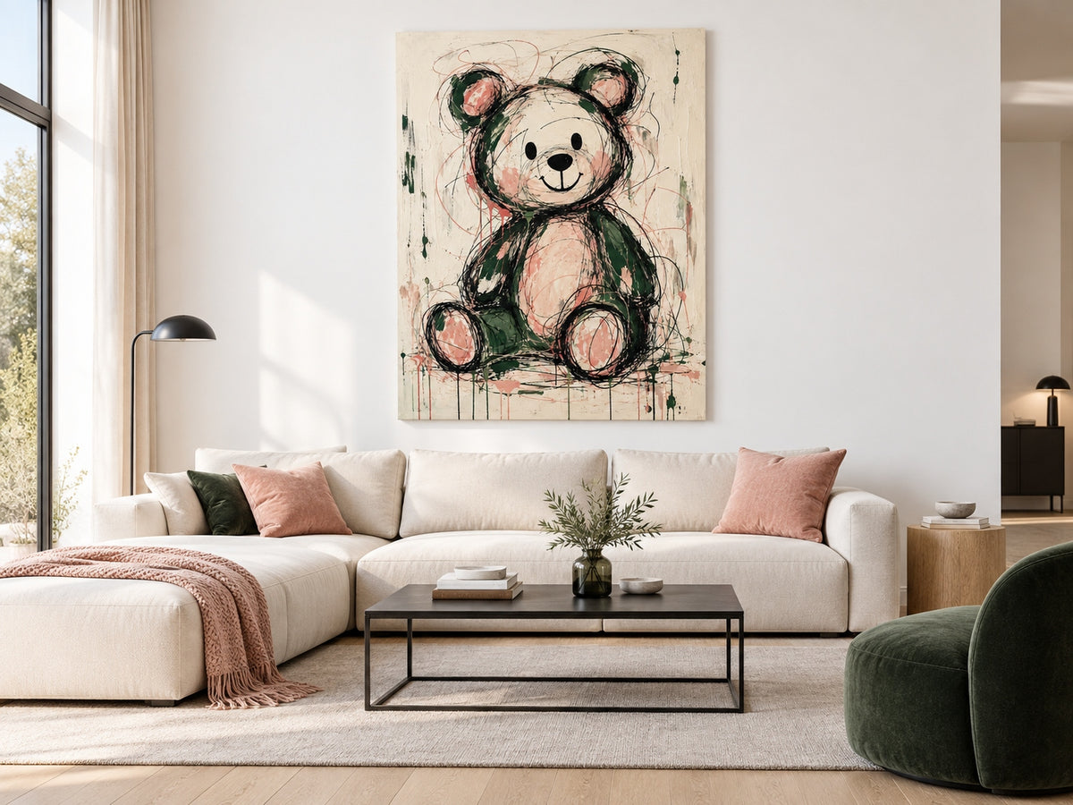 Modern Graffiti Wall Art For Kids Room Nursery With Cute Bear