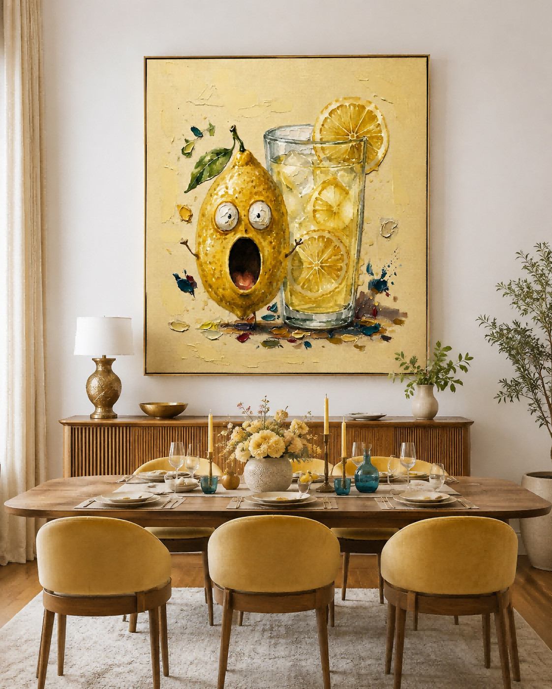 Anthropomorphic Lemon Canvas Art With Fun Character For Unique Wall Decoration