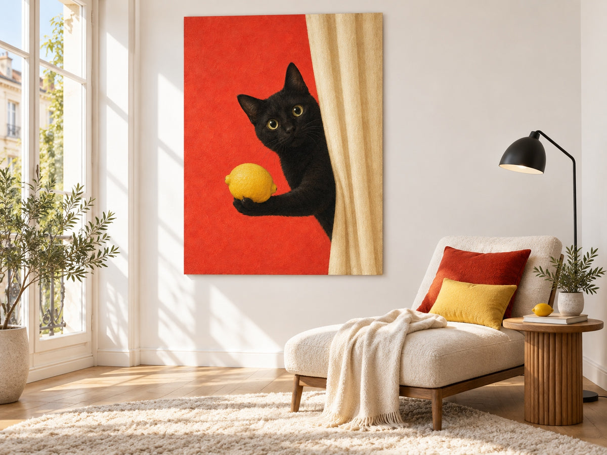 Modern Whimsical Animal Painting With Bold Color Block Design For Living Spaces