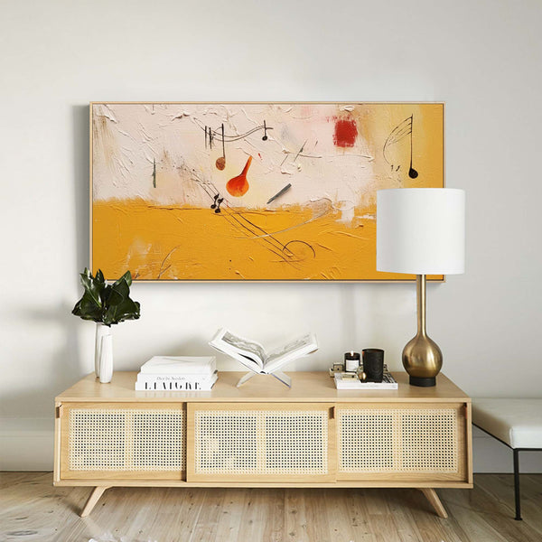 Original Textured Oil Painting On Canvas Vibrant Yellow Acrylic Painting Large Modern Abstract Note Living Room Wall Art