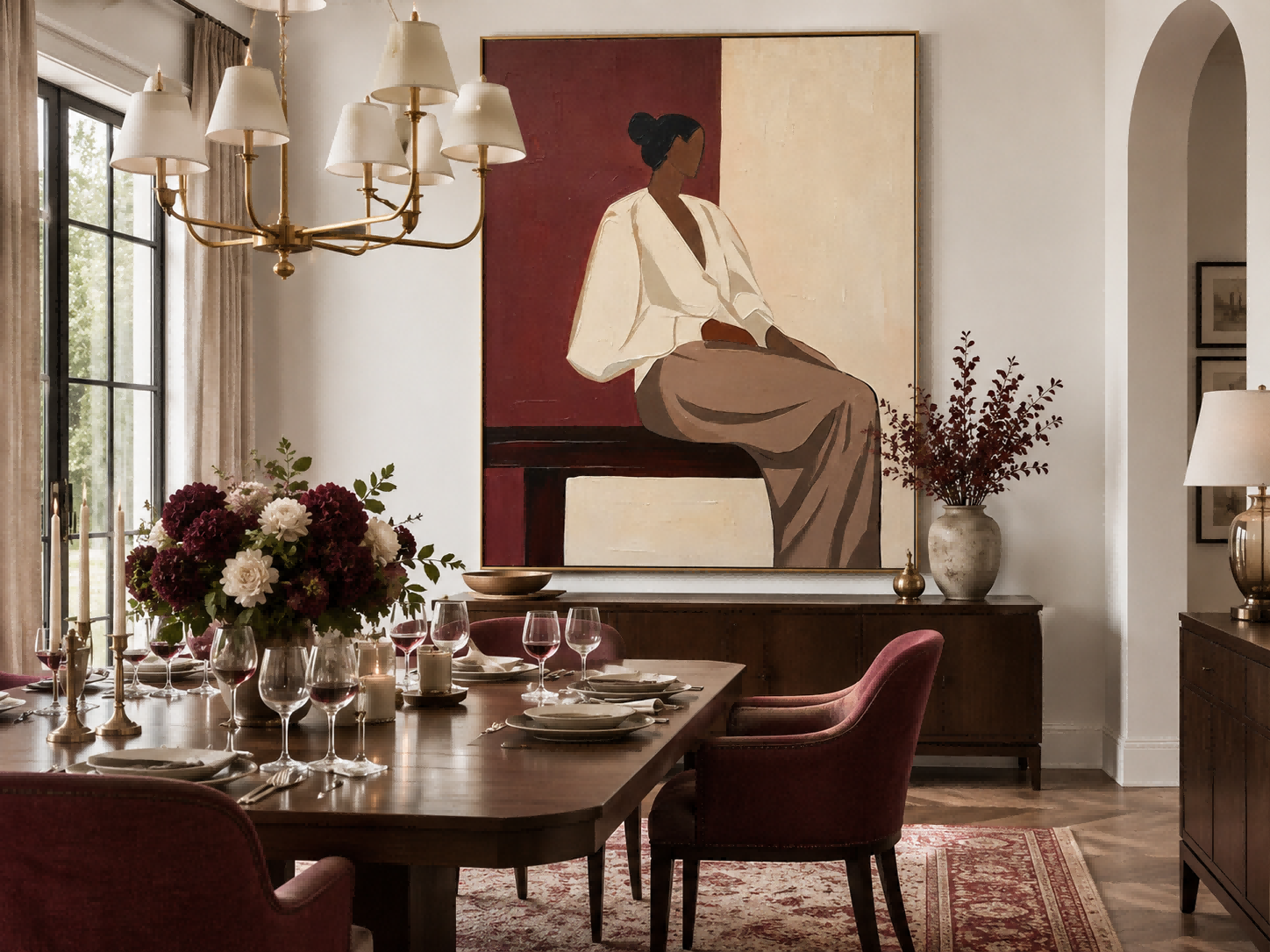 Minimalist Vintage Faceless Woman Painting In Warm Tones For Modern Living Room Wall Art Decor