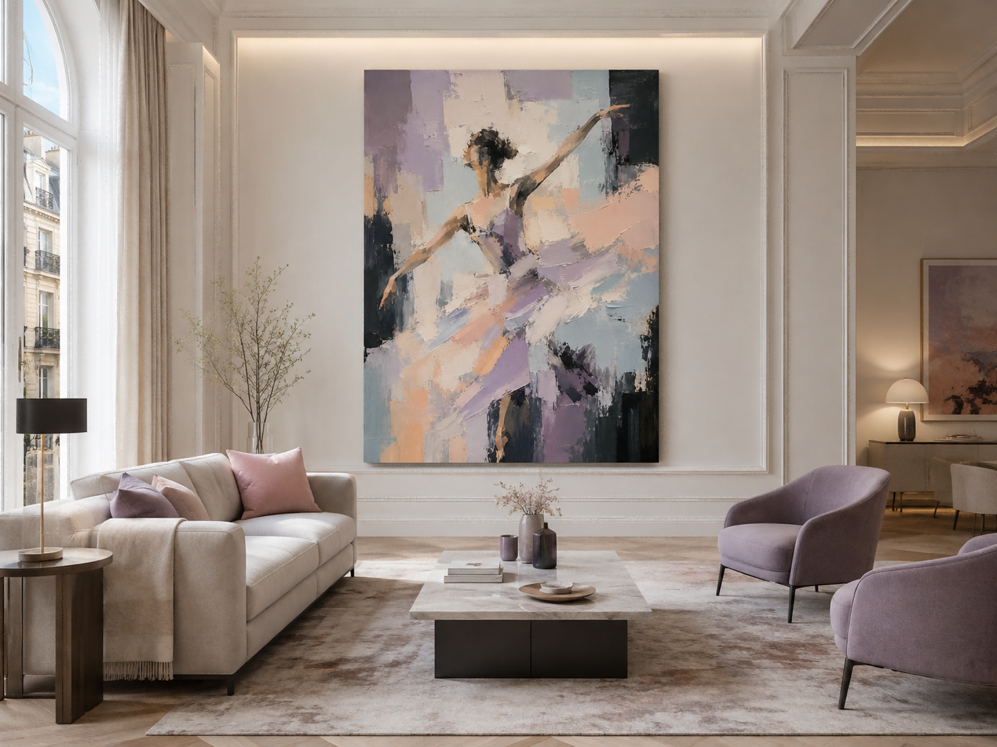 Handmade Textured Oil Painting Of Ballerina With Expressive Brushstrokes And Modern Appeal