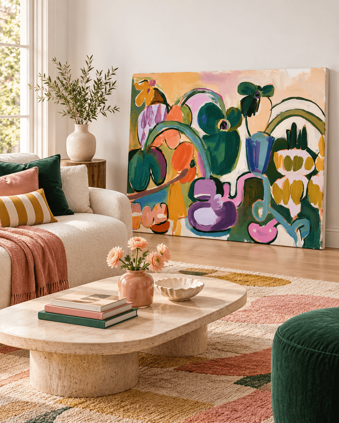 Vibrant Abstract Expressionism Art With Warm Tones And Fluid Shapes