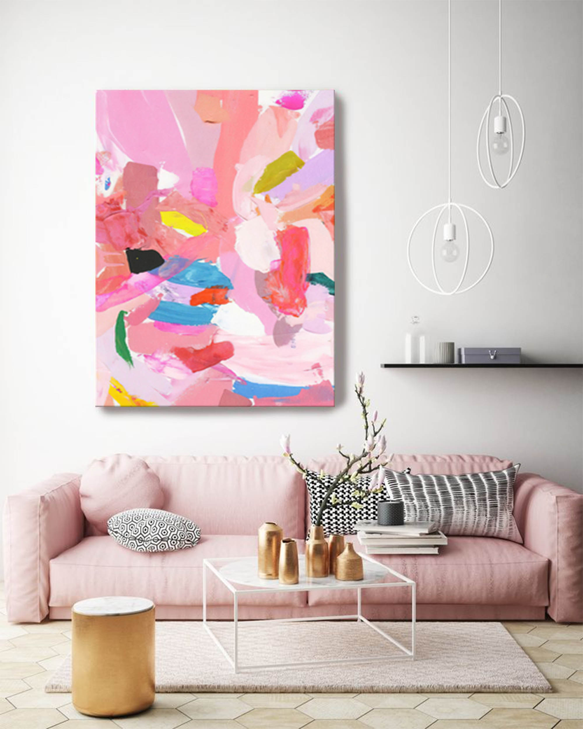 Pink Modern Textured Canvas Oil Painting Abstract Acrylic Painting Original Wall Art Home Decor