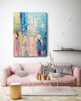 Large Abstract Painting Colorful Painting On Canvas Original Pink Painting Blue Painting Bright Wall Art Modern Wall Island Decor Ideas