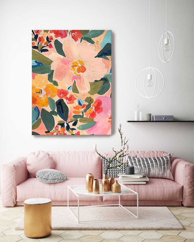 Original Colorful Flowers Acrylic Painting On Canvas Large Colorful Flowers Wall Art Modern Oil Painting Living Room Home Decor Gift