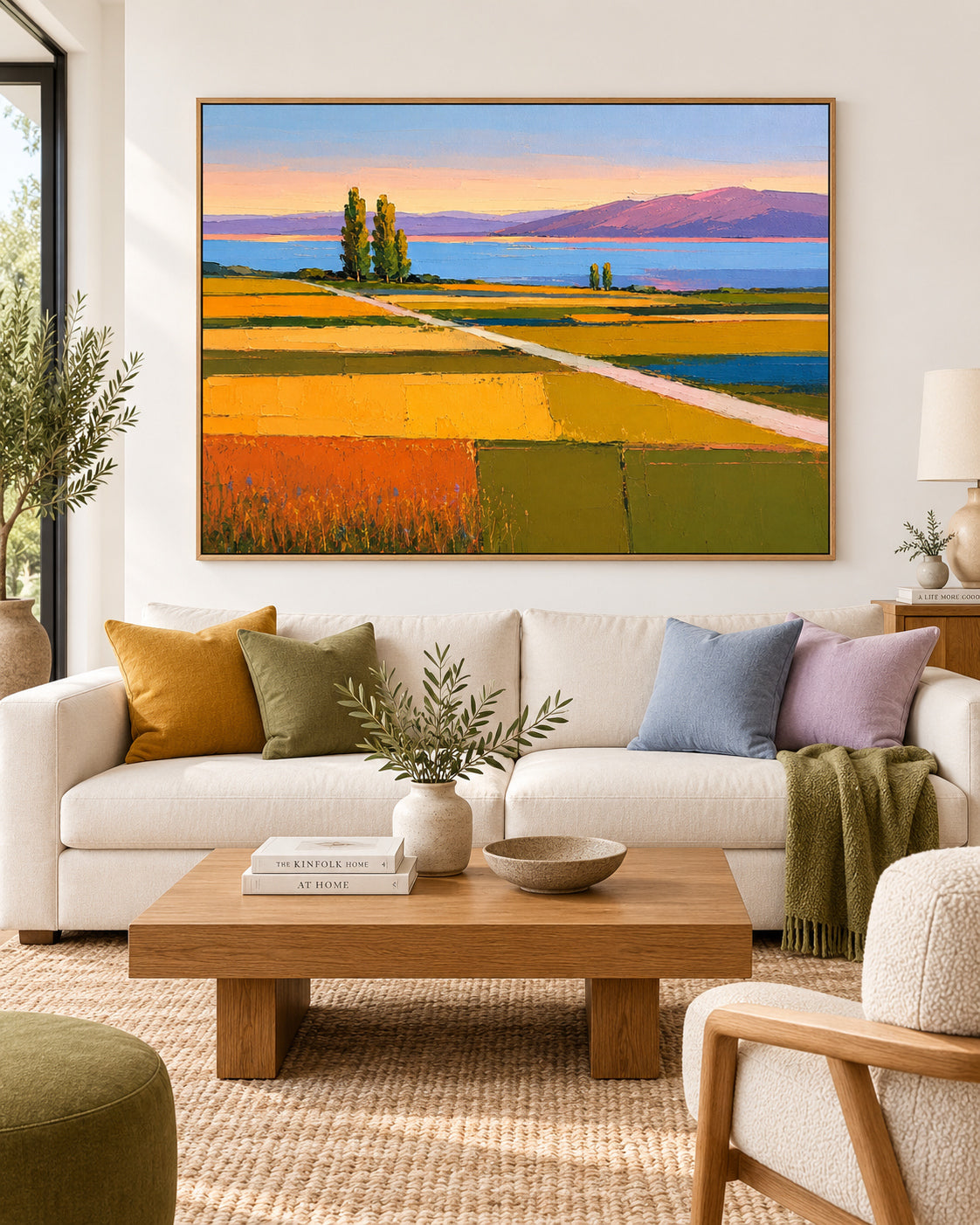 Impressionist Style Textured Canvas Painting Vibrant Autumn Colors Decor