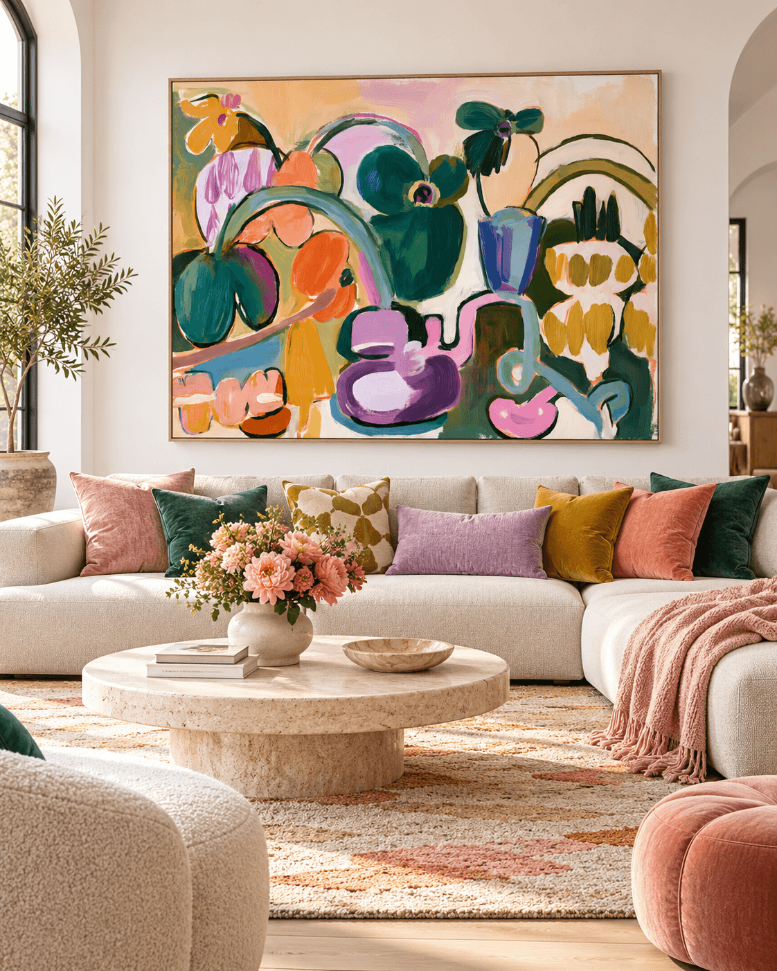 Vibrant Abstract Expressionism Art With Warm Tones And Fluid Shapes
