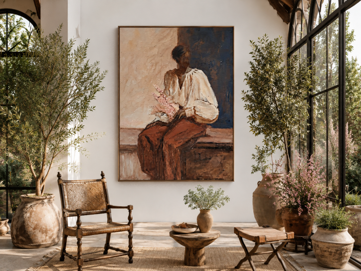 Expressive Figure Painting Capturing Solitude And Reflection For Wall Art