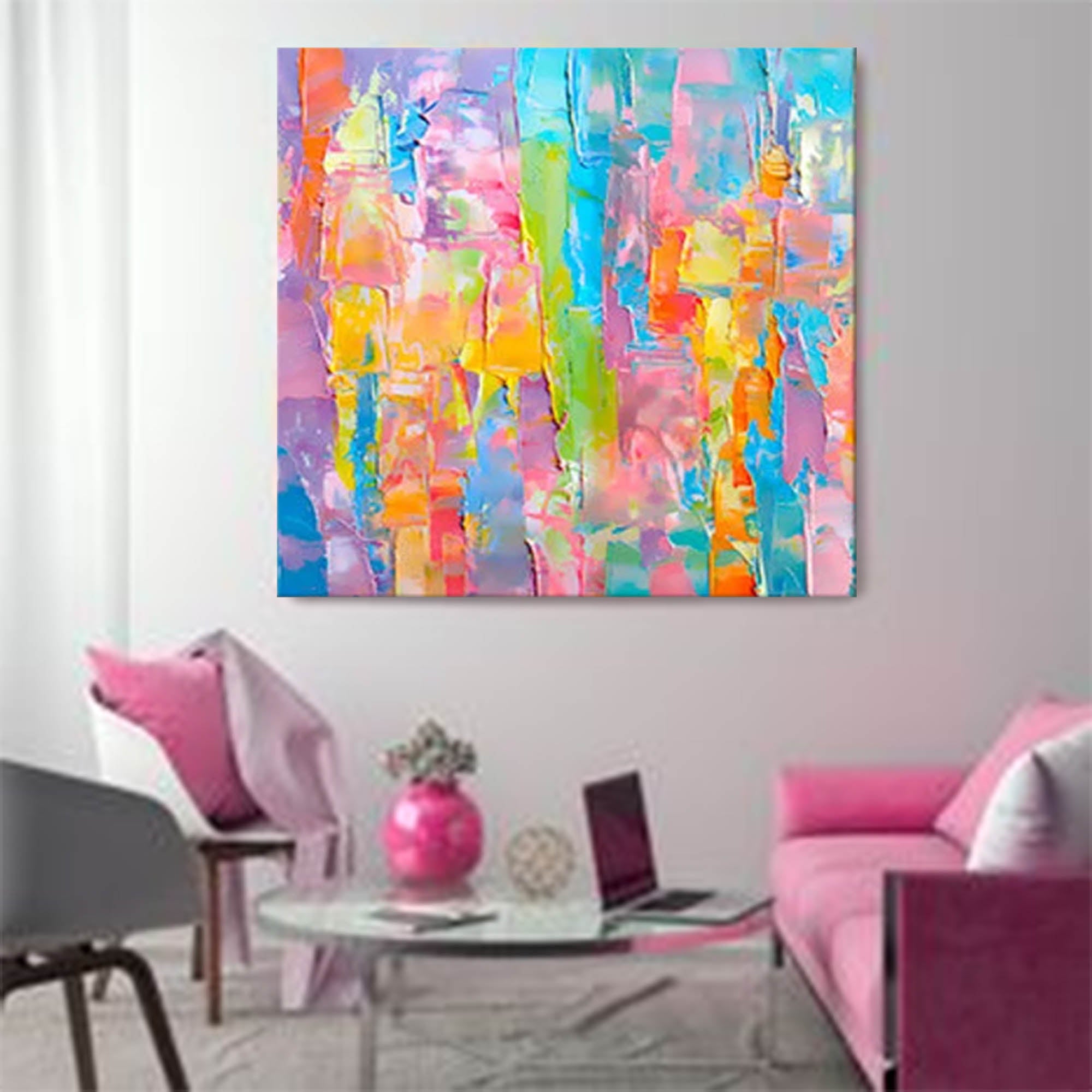 Abstract Colorful Oil Painting On Canvas Original Texture Acrylic Painting Wall Art Modern Living Room Decor 