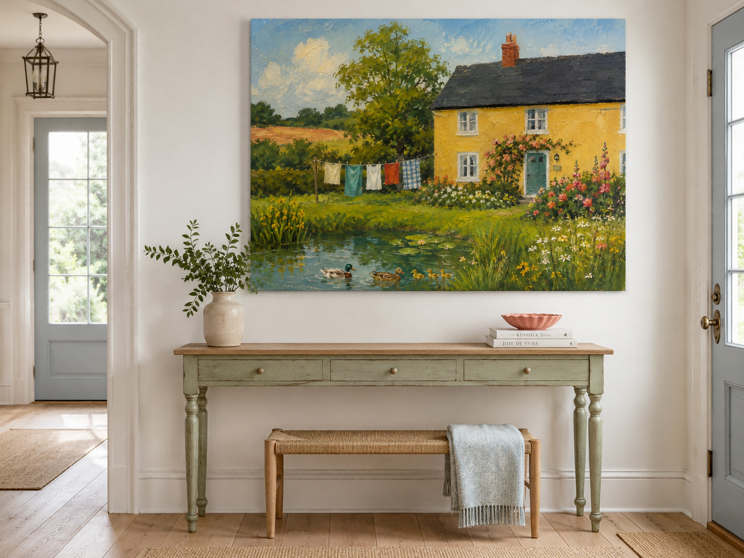 Bright Impressionist Style Oil Painting Of Rural Life And Nature