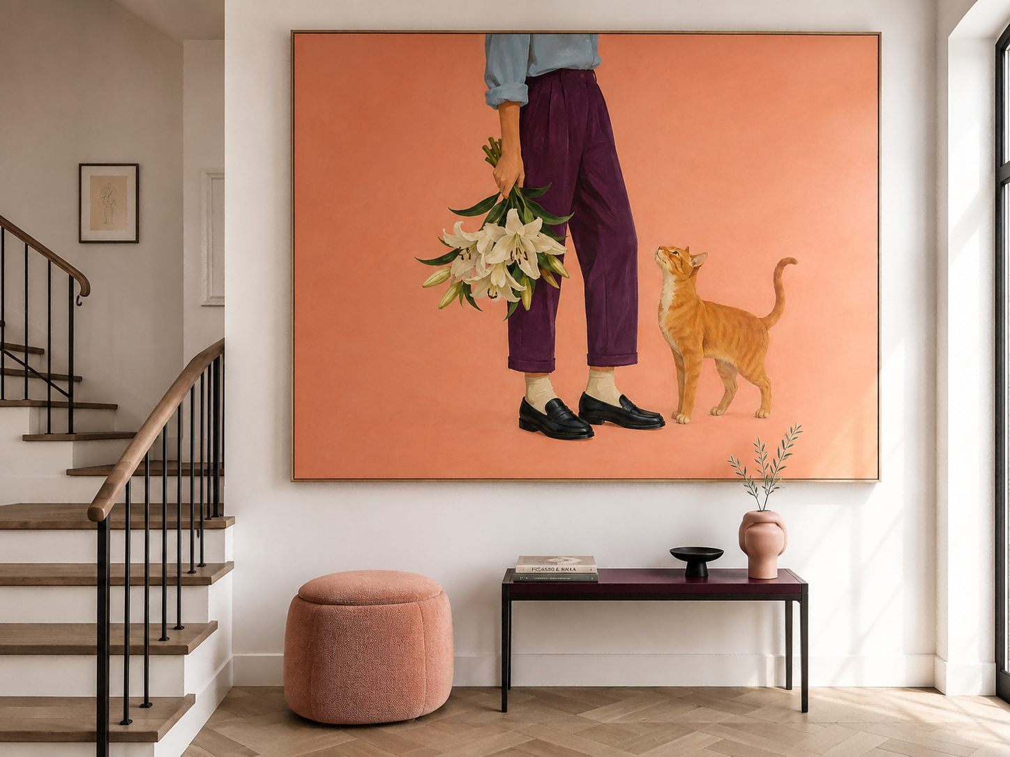 Minimalist Figurative Canvas Art Daily Life Warmth Original Oil