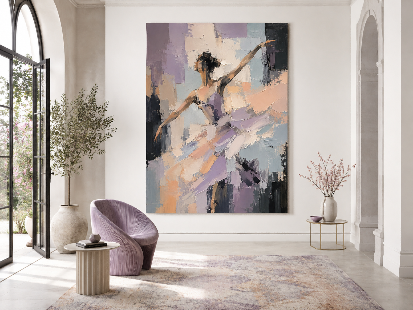 Handmade Textured Oil Painting Of Ballerina With Expressive Brushstrokes And Modern Appeal