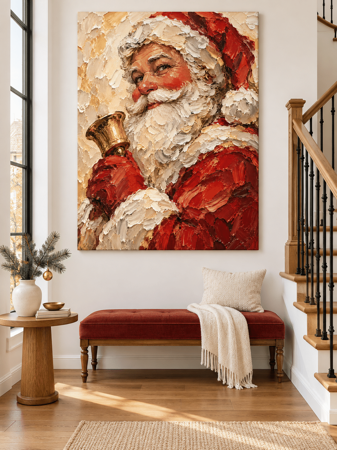 Impressionist Textured Santa Art Modern Holiday Decor Gift Idea