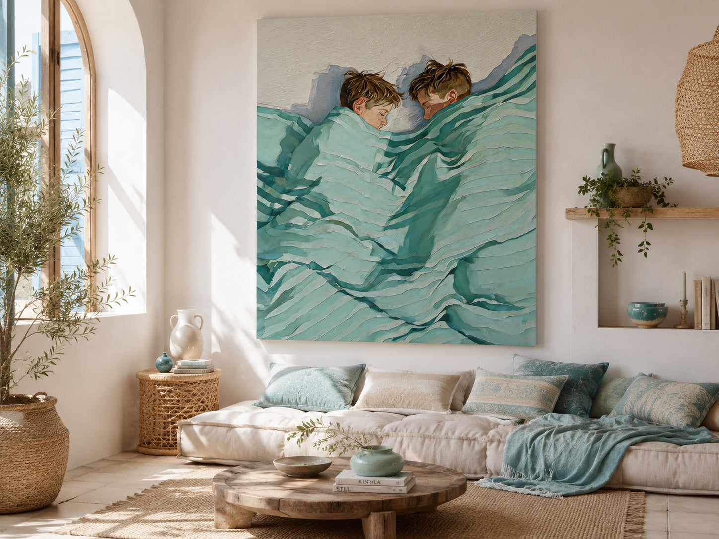 Healing Brotherly Love Art Original Oil Painting For Modern Home Decor