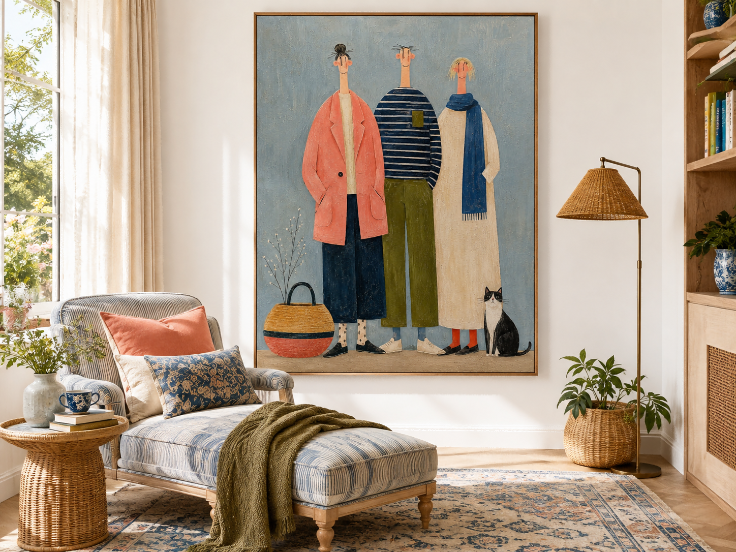 Original Naive Art Painting Of People For Modern Home Decor