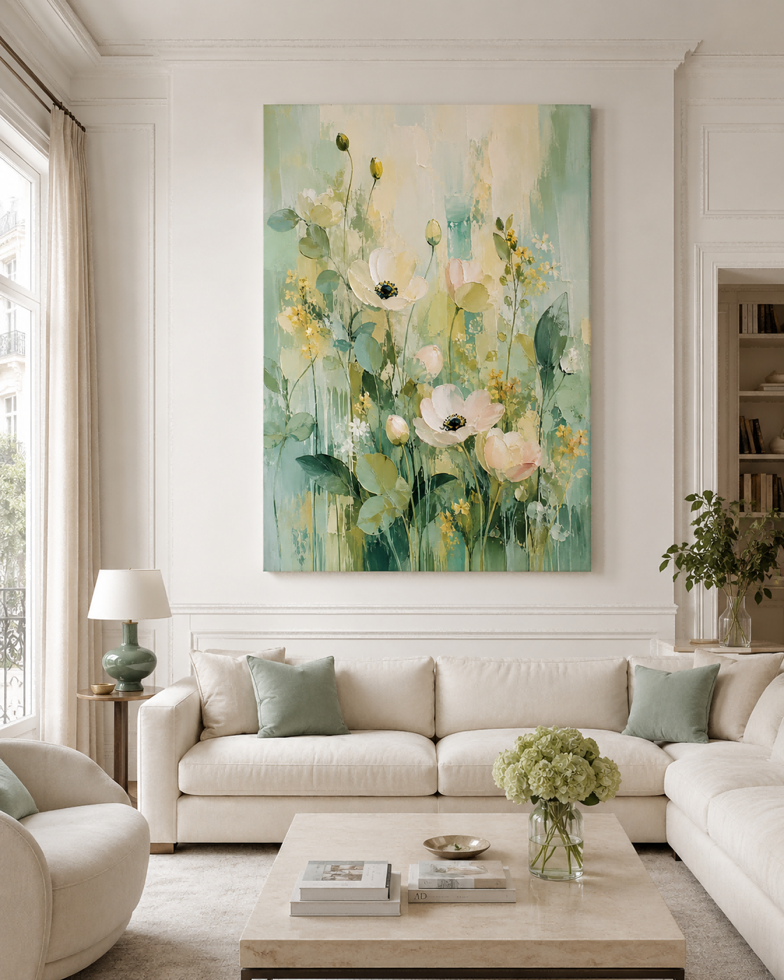 Modern Abstract Impasto Flower Painting With Organic Textures And Pastel Colors