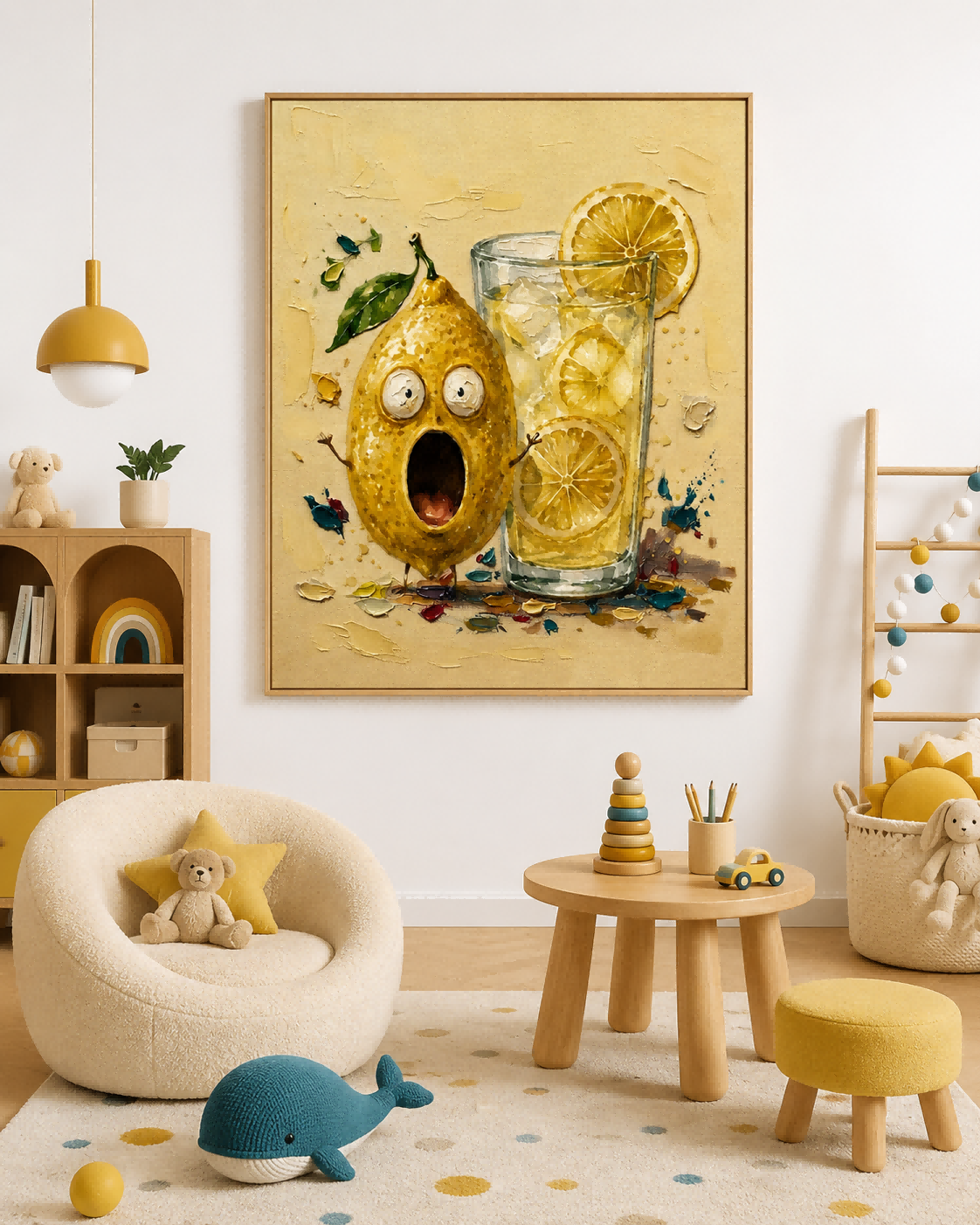 Anthropomorphic Lemon Canvas Art With Fun Character For Unique Wall Decoration