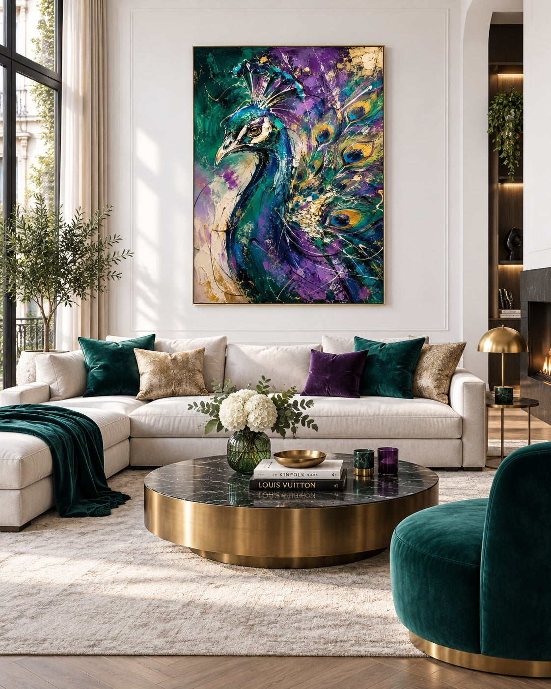 Luxury Peacock Wall Art For Living Room Entryway Modern Gold Accent Decor