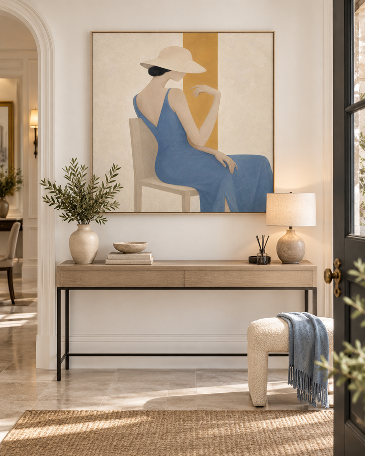 Vintage Modern Minimalist Art With Geometric Forms And Textured Finish