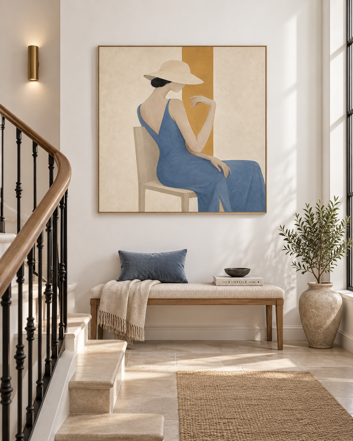 Vintage Modern Minimalist Art With Geometric Forms And Textured Finish