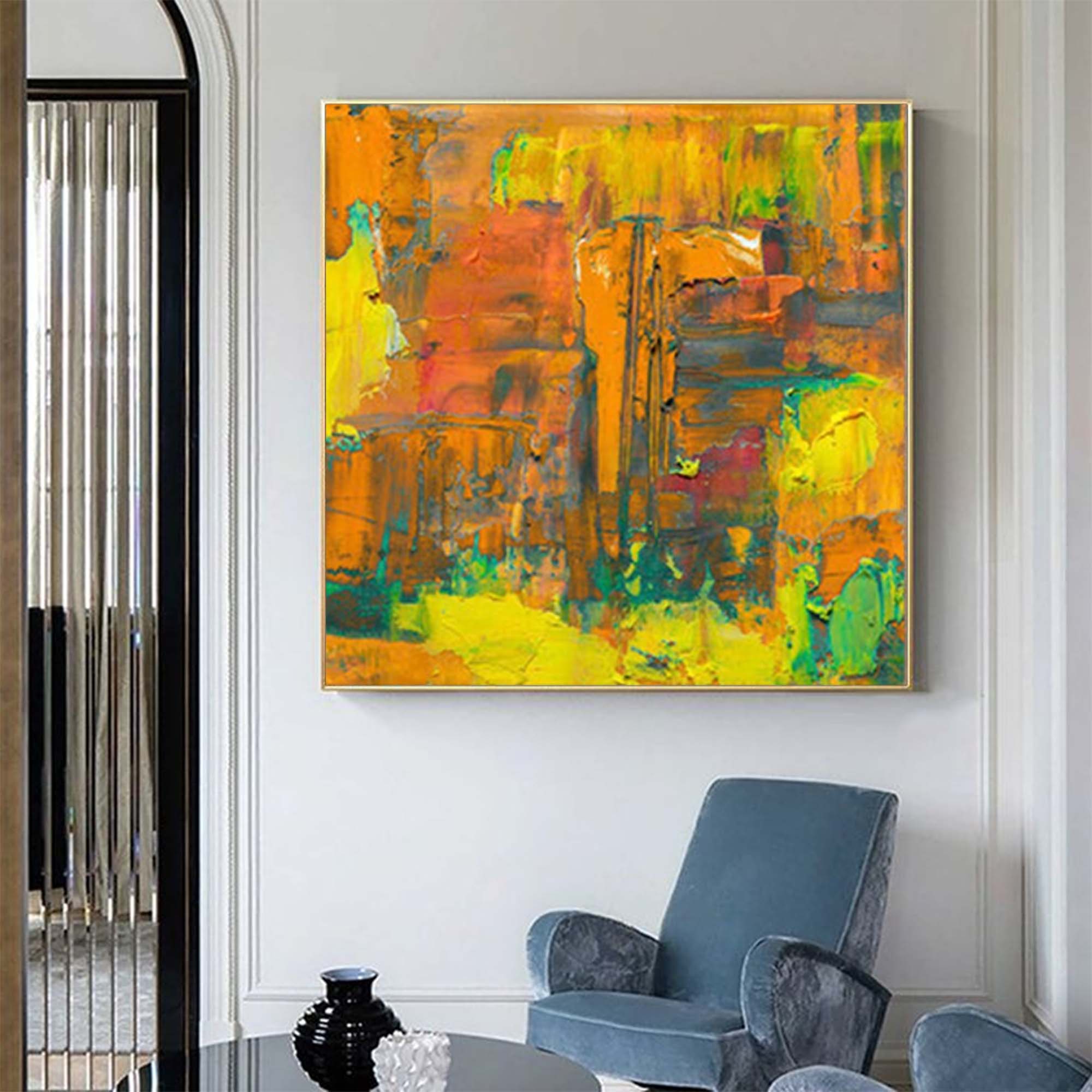 Texture Original Abstract Oil Painting On Canvas Yellow Abstract Acrylic Painting Wall Art Modern Abstract Art Home Decor