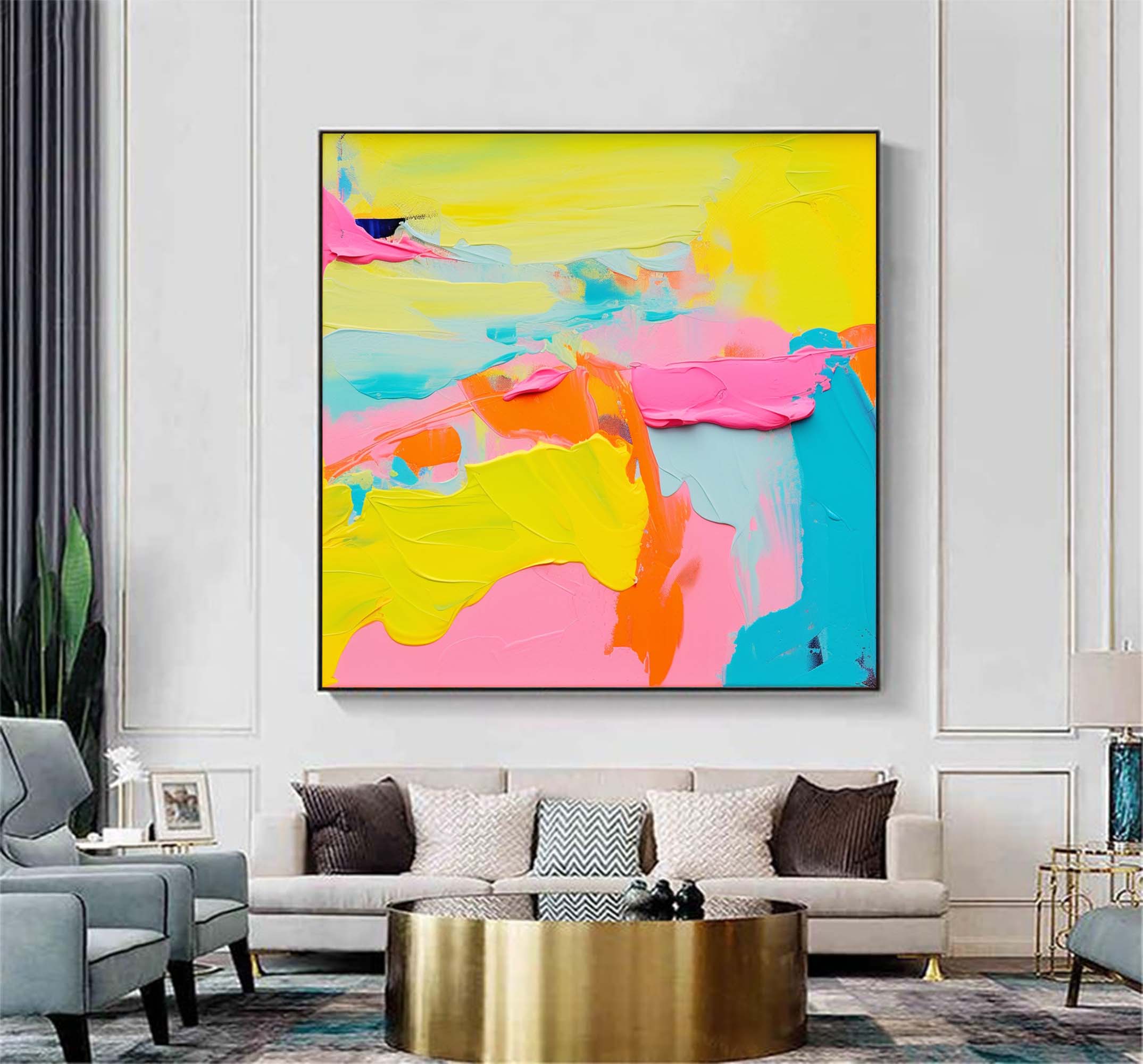 Vibrant Colorful Abstract Oil Painting On Canvas Modern Wall Art Large Original Color Acrylic Painting Home Decor