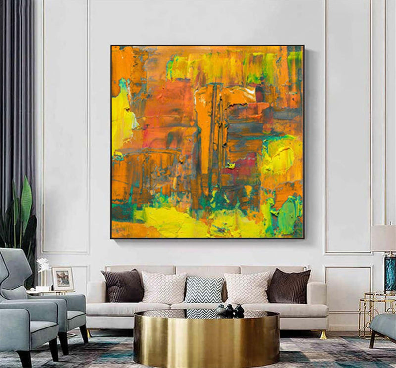Texture Original Abstract Oil Painting On Canvas Yellow Abstract Acrylic Painting Wall Art Modern Abstract Art Home Decor