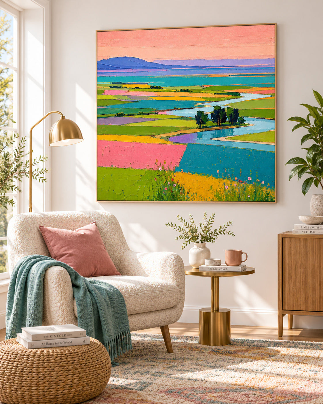 Textured Impressionist Painting With High Saturation Colors And Dreamy Sky