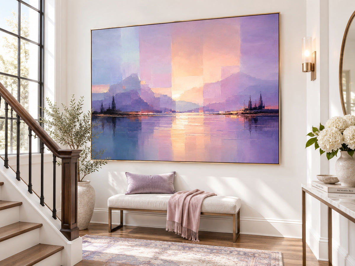 Romantic Impressionist Canvas Painting With Dreamy Twilight Colors