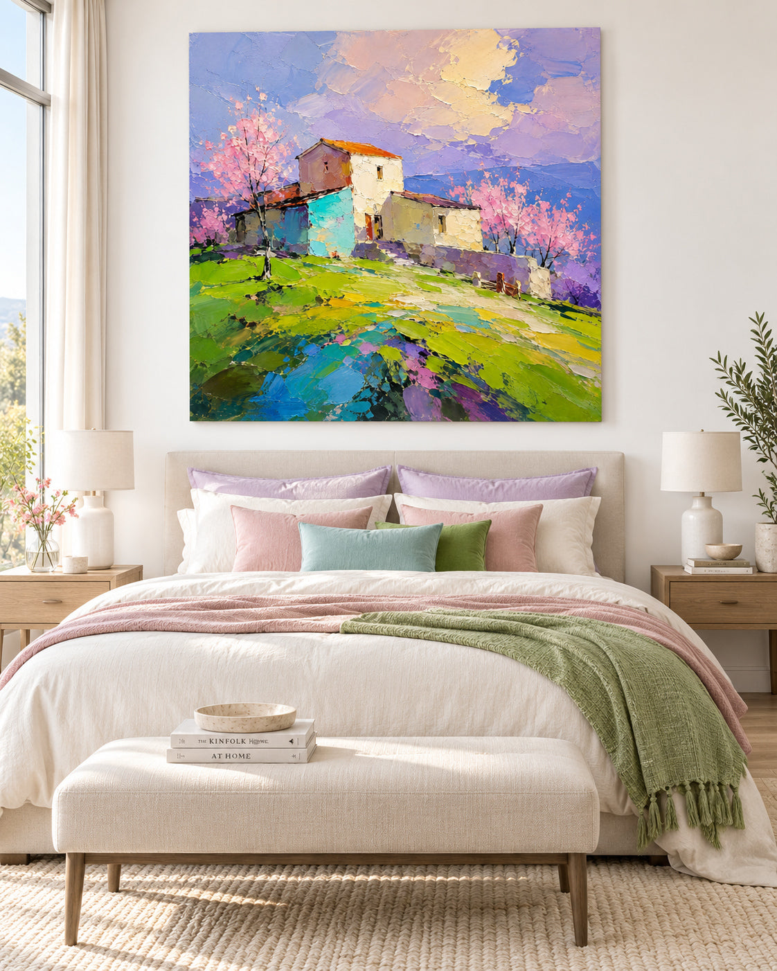 Modern Impressionist Floral Landscape Oil Painting On Canvas