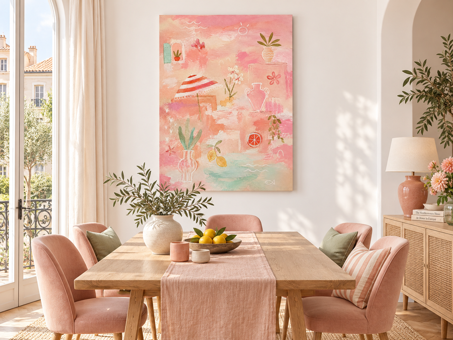Modern Abstract Textured Art In Soft Pink Tones Original Canvas